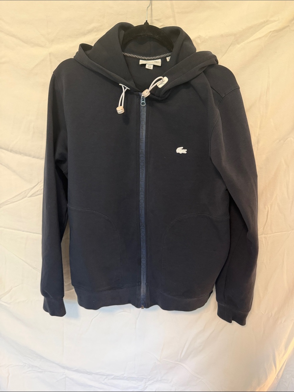 Lacoste Navy Hooded Zip Jacket with Crocodile Logo
